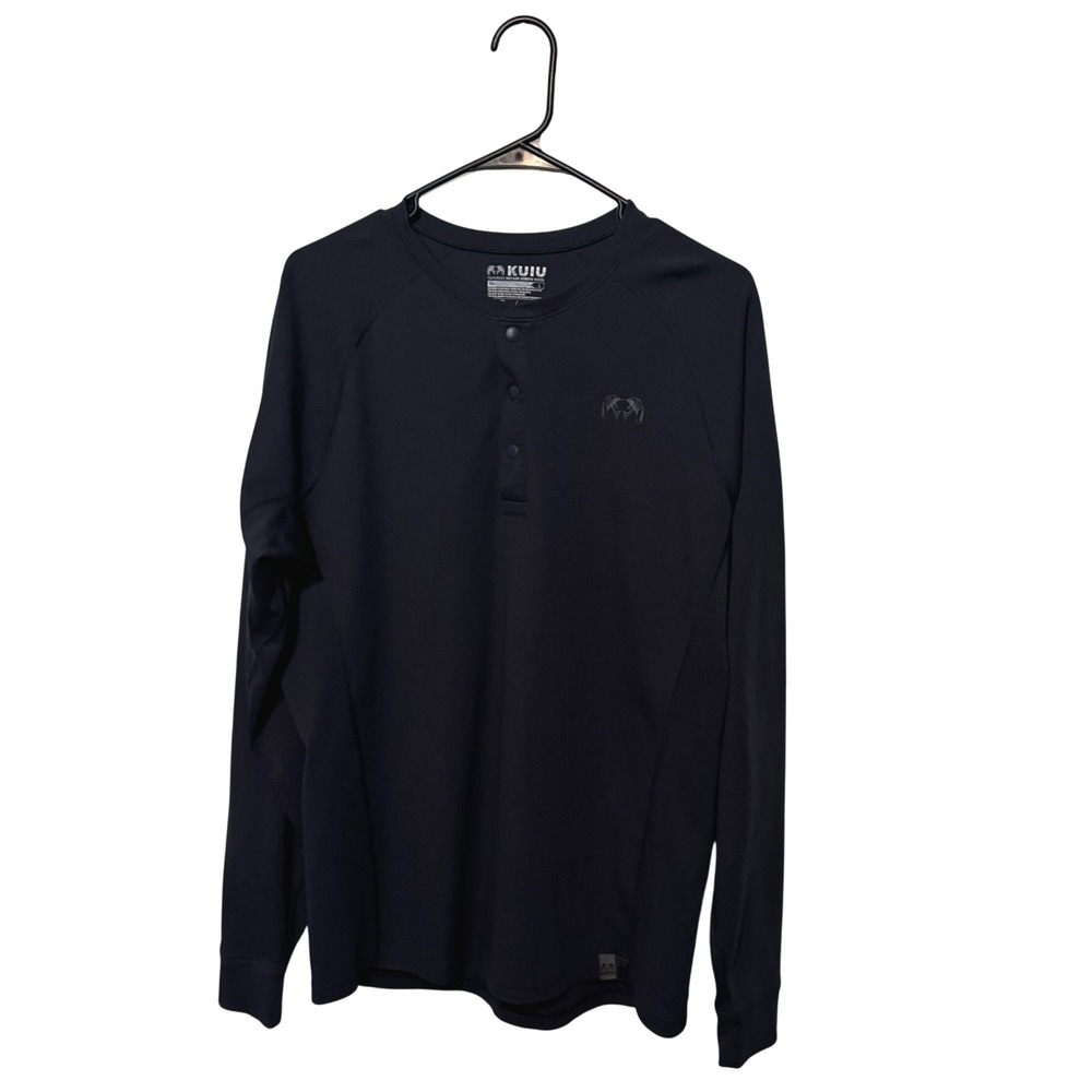 KUIU Pro 200 Merino Henley Shirt Mens Large Navy Nuyarn Wool Long Sleeve Layer